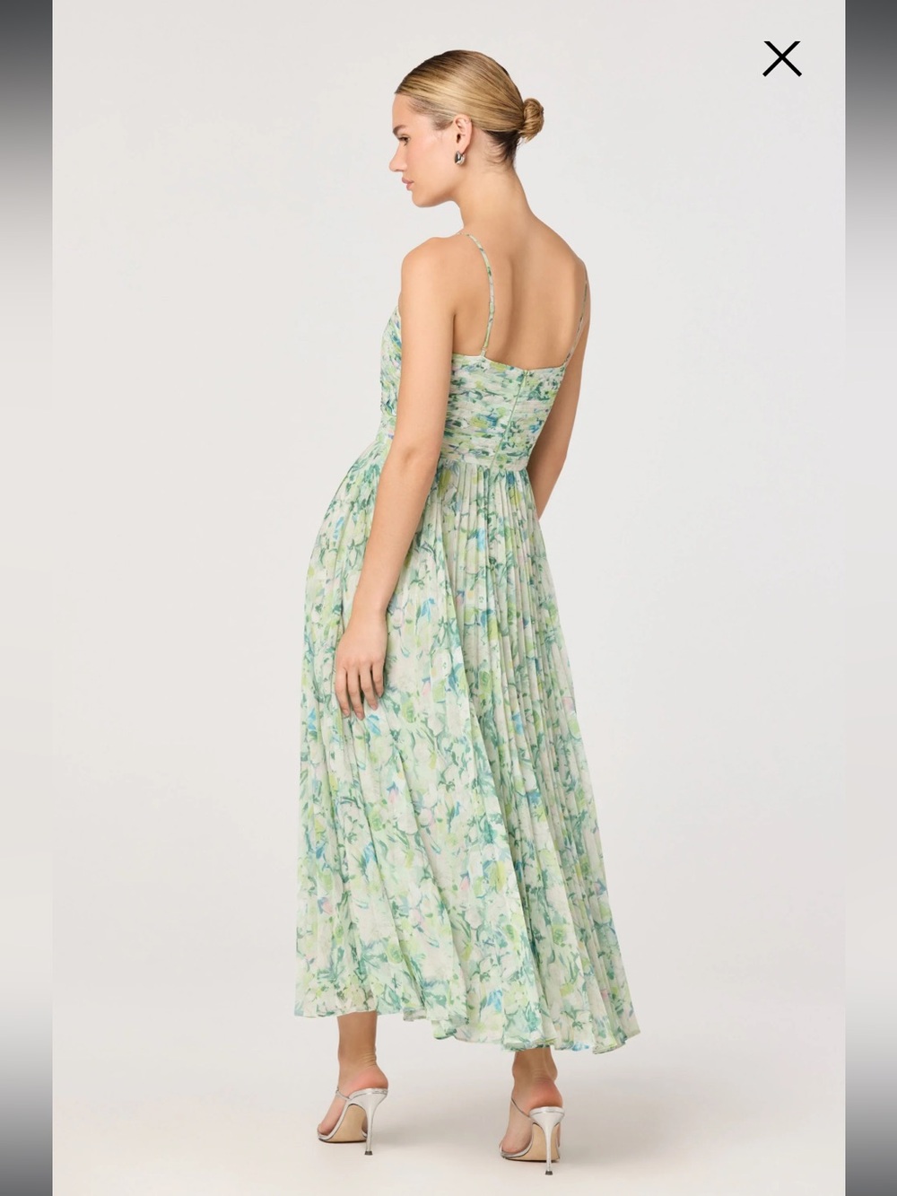 astra the lable bayley green floral pleated maxi summer sun dress size small NEW - Picture 4 of 11